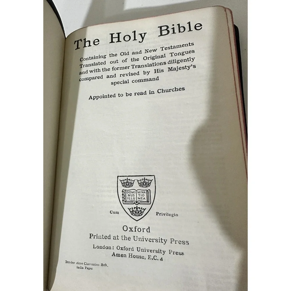 Vintage Holy Bible Oxford Leather Made In Great Britain